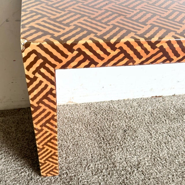 Vintage Retro Plastic Laminate Over Paper and Wood Console Table For Sale - Image 10 of 12