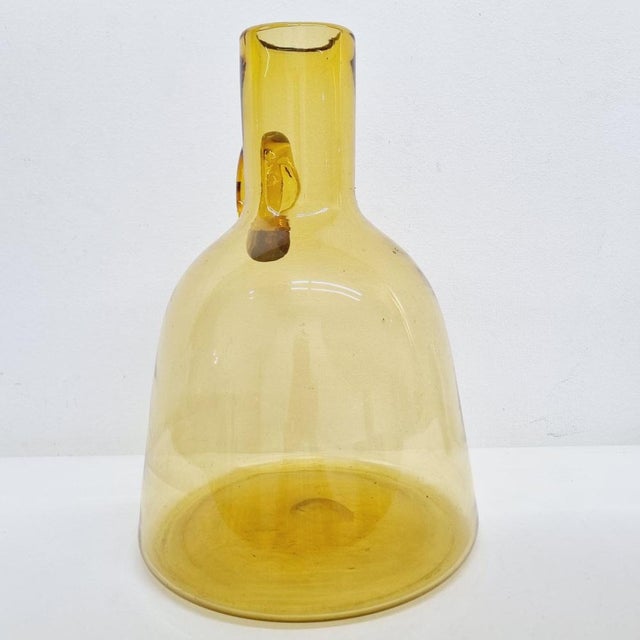 Glass Amber Handcrafted Glass Vase, 1970s For Sale - Image 7 of 16