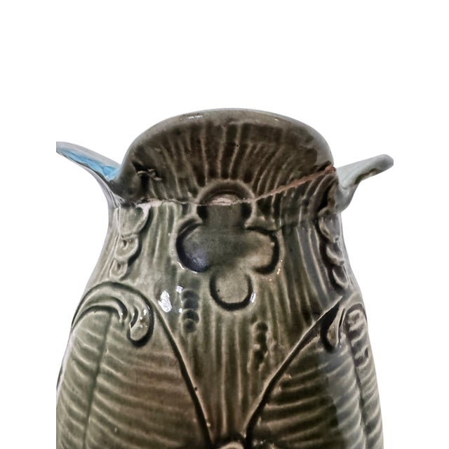 Early 20th Century Art Nouveau Sculpted Floral Majolica Vase For Sale - Image 11 of 13