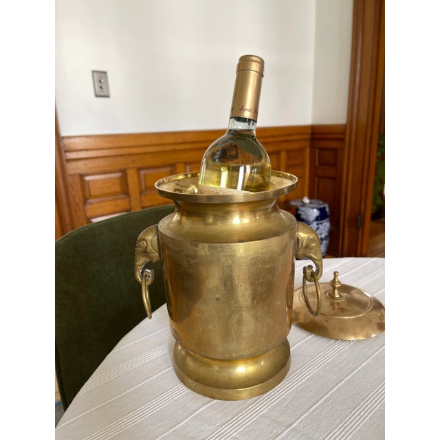 Vintage Brass Elephant Head Lidded Urn For Sale - Image 10 of 11