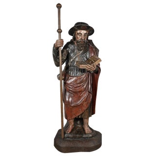 Saint James, 18th Century, Large Polychrome Oak Carving For Sale