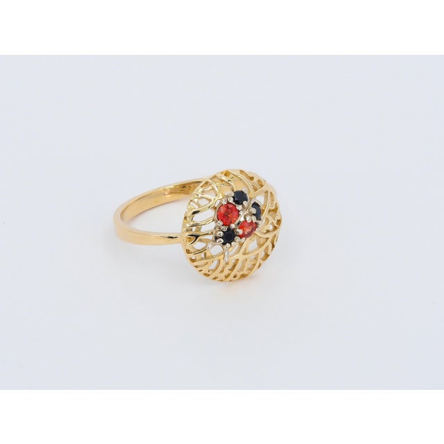 Ladybug Ring With Colored Gemstones in 14k Gold For Sale - Image 6 of 9