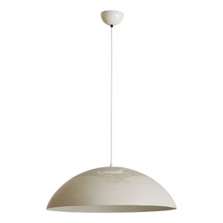 1970s Italian White Perforated Metal Pendant by Pruluce Vicenza For Sale
