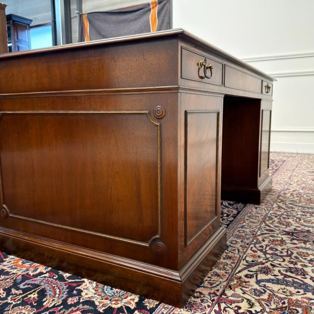 Metal English Classic Desk with Green Leather Top For Sale - Image 7 of 18