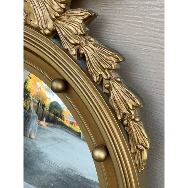 1970s American Federal Giltwood Eagle Bullseye Convex Mirror For Sale - Image 5 of 12