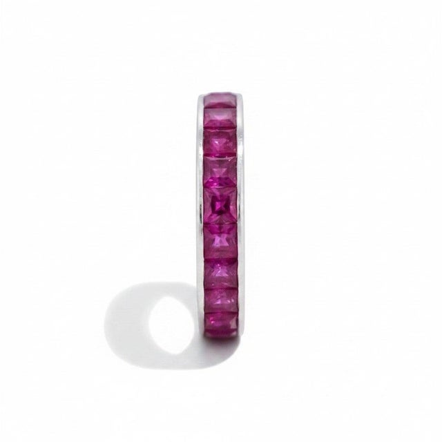 Late 20th Century 18k Gold Invisible-Set Ruby Eternity Ring 2.50 CTS - Vintage, Size 6 For Sale - Image 5 of 6