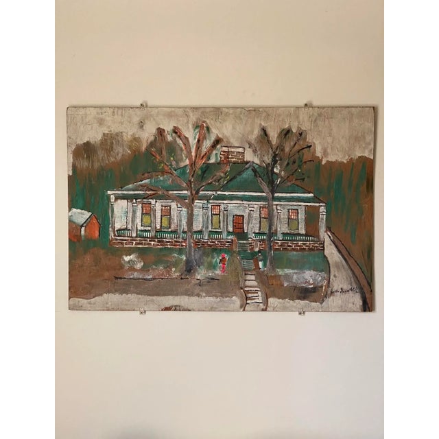 1960s Folk Art Architectural Painting by Jimmy Lee Sudduth For Sale - Image 12 of 13