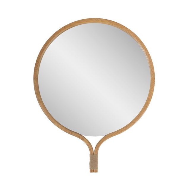 Wood Ulah Round Mirror For Sale - Image 7 of 11