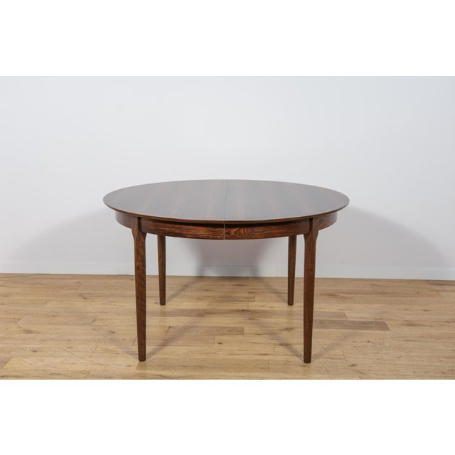 Mid-Century Round Rosewood Extendable Dining Table, Denmark, 1960s For Sale - Image 4 of 18