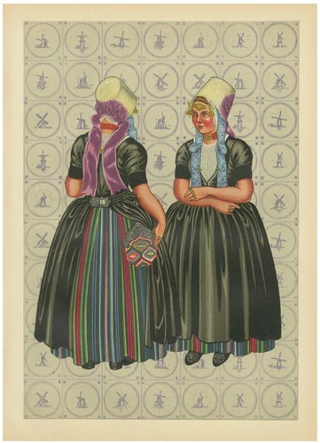 Gratiane de Gardilanne and Elizabeth Whitney Moffatt, Walcheren Women's Daily Dress with Bonnets and Beuk, 1932, Print