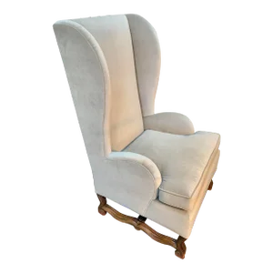 19th Century French Walnut Wingback Chair With Os De Mouton Base, New Upholstery