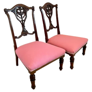 Set of Quality Antique Victorian Carved Mahogany Side Chairs