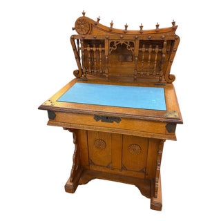 19th Century Davenport Desk With Drawers, Flip Top and Side Storage For Sale
