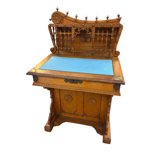 19th Century Davenport Desk With Drawers, Flip Top and Side Storage For Sale