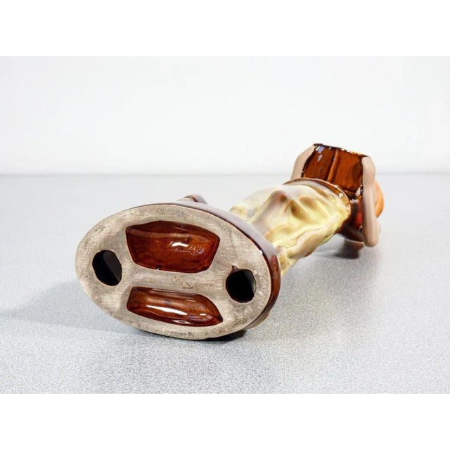 Glazed Ceramic Sculpture of a Woman with Books For Sale - Image 9 of 10