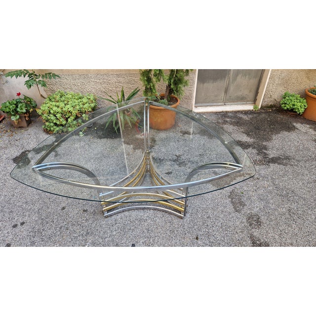 Vintage Dining Table in Chrome and Brass, 1960s For Sale - Image 9 of 13
