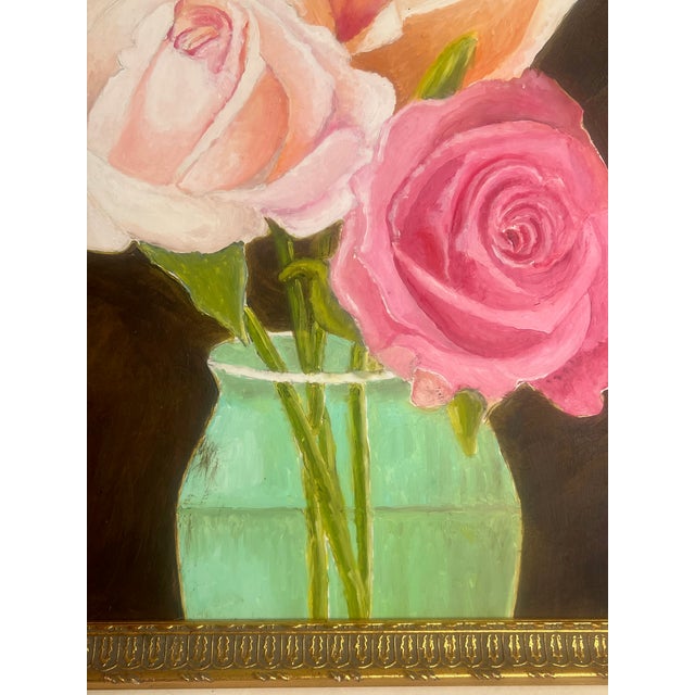 Vintage Floral Still Life Vintage in Gold Frame For Sale - Image 9 of 13