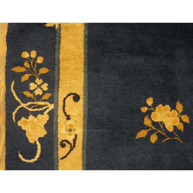 1920s Navy Ground Vase Deco Antique Chinese Peking Knotted Wool Rug 5' X 7' 7" For Sale - Image 4 of 9