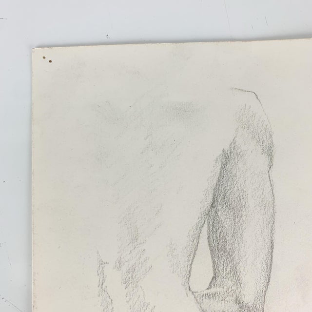 Vintage Nude Back Pencil Sketch Paper Original Art Judy Horowitz 75 Gallery Wall For Sale - Image 4 of 8