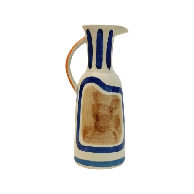Orange Vista Hand Painted Pitcher For Sale - Image 8 of 11