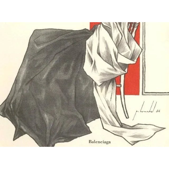 Mid-Century Modern 1954 Mid-Century French Balenciaga Fashion Print For Sale - Image 3 of 3