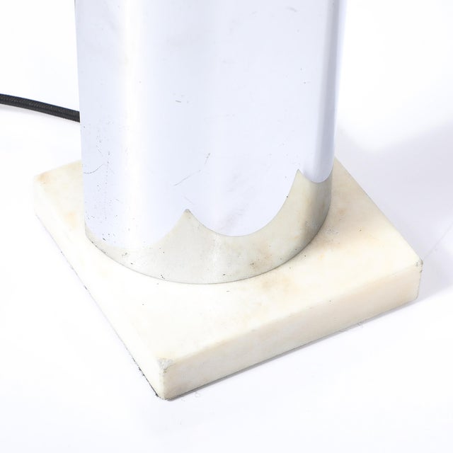 Chrome Art Deco Table Lamp in Frosted Glass W/ Polished Chrome Diffuser on Marble Base For Sale - Image 8 of 14