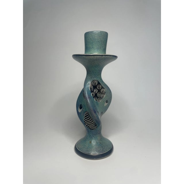 A Pair of Boho Chic Soapstone Candlesticks For Sale - Image 4 of 12