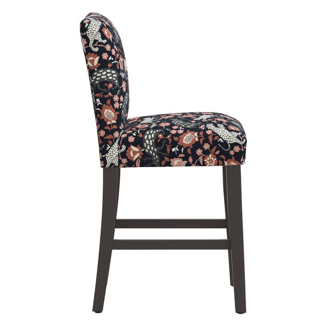 Transitional Chelsea Counter Stool in Coral Navy Leopard For Sale - Image 3 of 8
