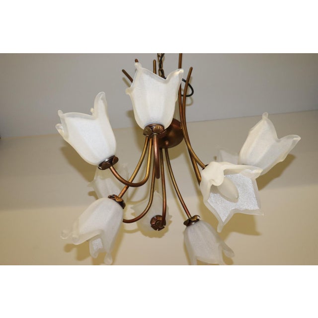 Metal Cierre Studio Italian Handcrafted White Glass Pendant Lamp For Sale - Image 7 of 13