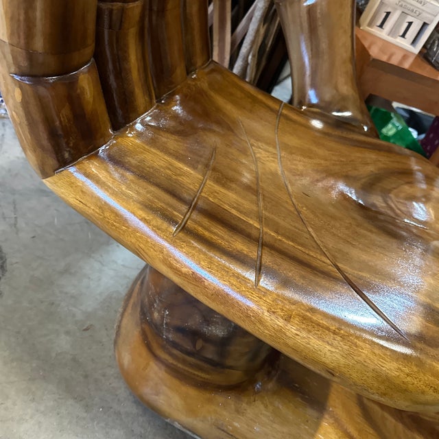 1970s Pedro Friedeburg Hand Foot Chair Heavy Solid Wood For Sale - Image 9 of 10