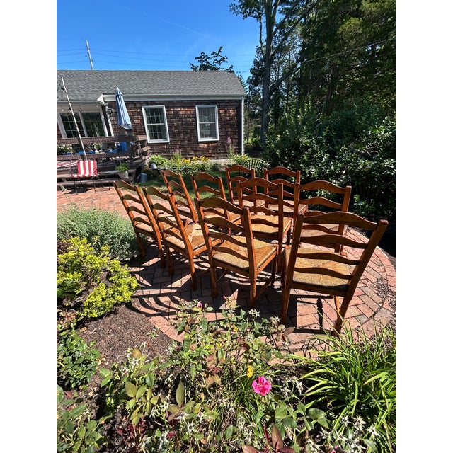 Ladderback Rush Seat Dining Chairs -Set of 10 For Sale In Philadelphia - Image 6 of 17
