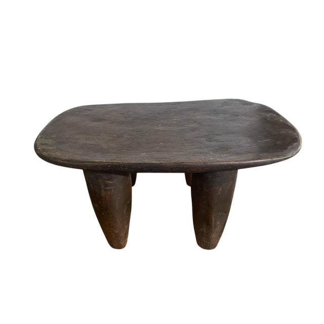 1980s Vintage African Senufo Wood Milk Stool I . Coast 8" H 17.25" W For Sale - Image 5 of 9