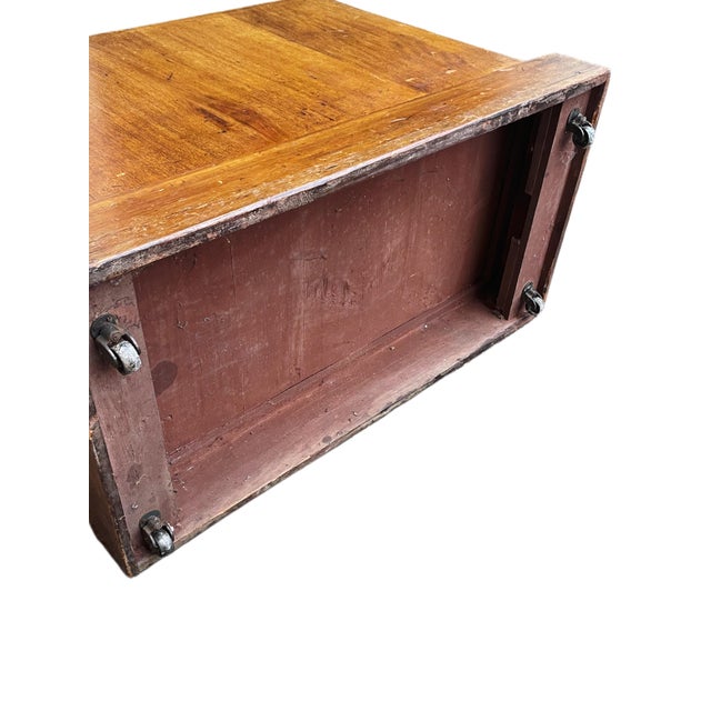 Vintage English Walnut Drawer Unit Desk, 1930 For Sale - Image 10 of 11