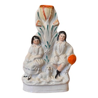 Staffordshire Spill Vase With Figural Group For Sale