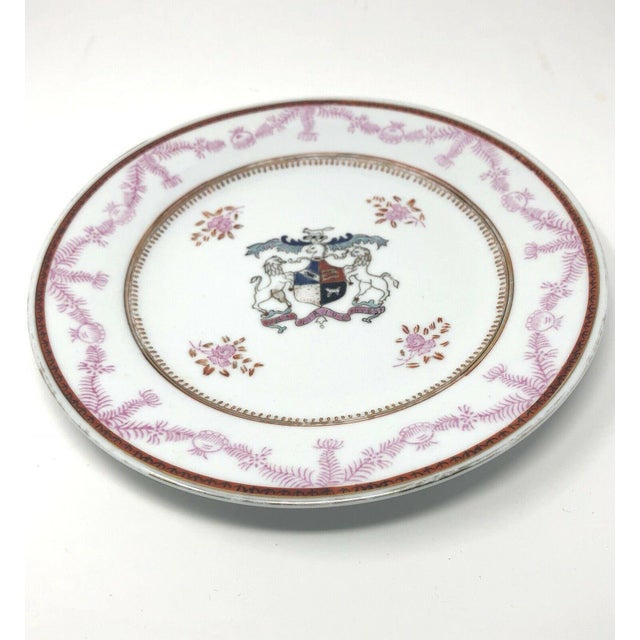 Mid 19th Century Antique Corsican French-Italian Coat of Arms Sola Viriue Invest Plate For Sale - Image 5 of 11