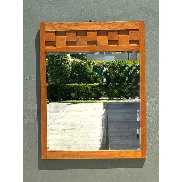 Vintage Lane “Staccato” Geometric Wood Frame Mirror For Sale In West Palm - Image 6 of 12