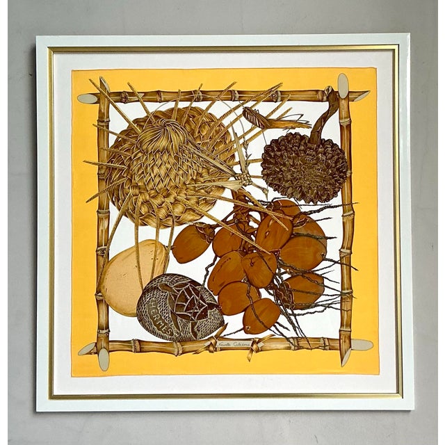 Vintage French Framed Hermes “Nouvelle Celedonie” Silk Scarf For Sale - Image 10 of 10