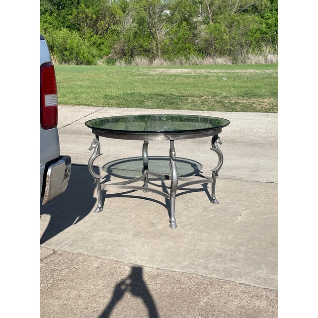 Maison Jansen Jansen Style Cast Steel Horse Center Table For Sale - Image 4 of 11