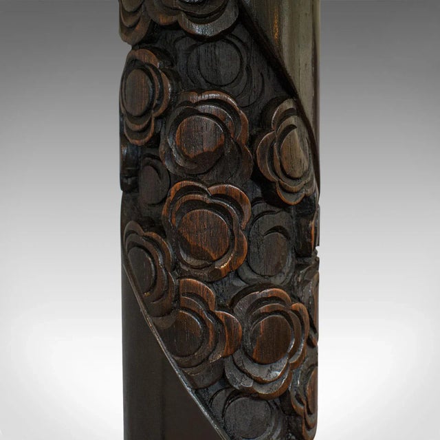 Wood Vintage Mid 20th Century Art Deco Oriental Mahogany Carved Lamp For Sale - Image 7 of 13