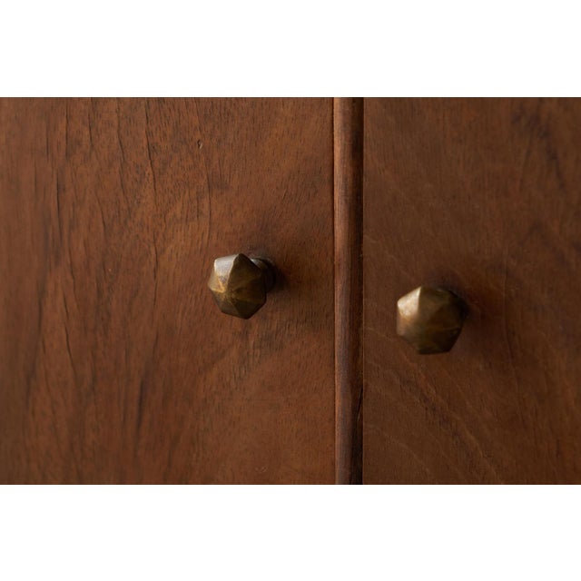 Brown Side Cabinet in Walnut and Red Marble, 1940s For Sale - Image 8 of 14
