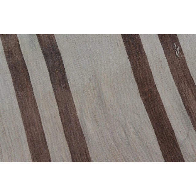 Mid 20th Century Vintage Turkish Flat-Weave Muted Colored Kilim in Taupe Brown and Cream For Sale - Image 12 of 12