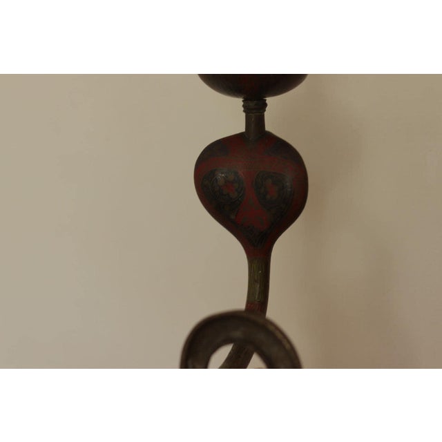 Egyptian Revival Engraved Brass Enameled Cobra Sconces, Set of 2 For Sale - Image 10 of 13