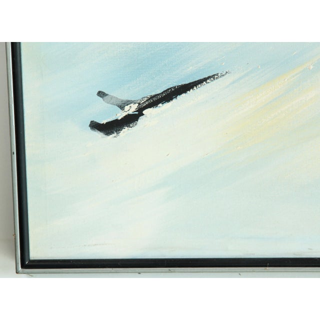 1970s Large Scale Vintage 1970's Ski School Acrylic on Canvas Painting For Sale - Image 5 of 11