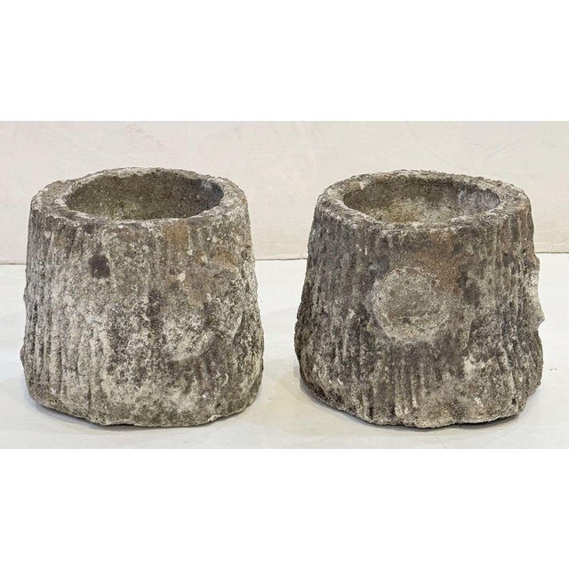 Mid 20th Century Faux Bois Planter Urns or Garden Pots in Shape of Tree Trunk - Four Available For Sale - Image 5 of 11