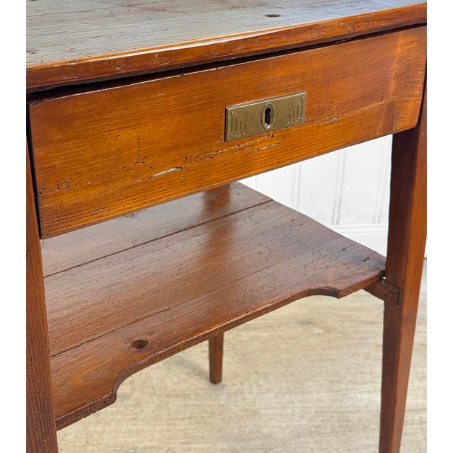 Wood Antique Primitive Farmhouse Pine Single Drawer Side Table For Sale - Image 7 of 13