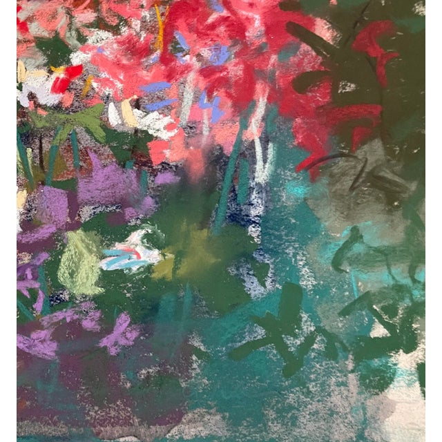 Impressionist pastel on heavy paper of a lady in her garden by Washington State artist Susan Flora Glendenning (born...