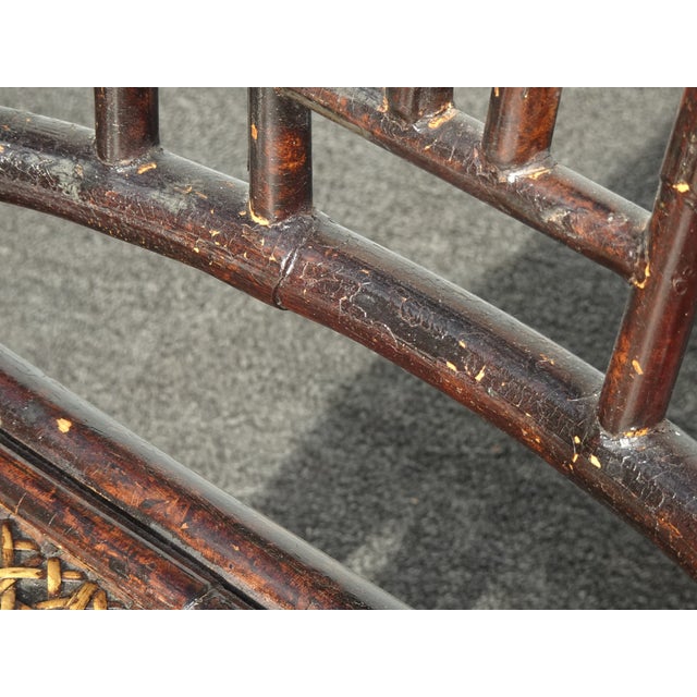 Vintage Chippendale Style Bamboo Brown Cane Side Chair For Sale - Image 15 of 18