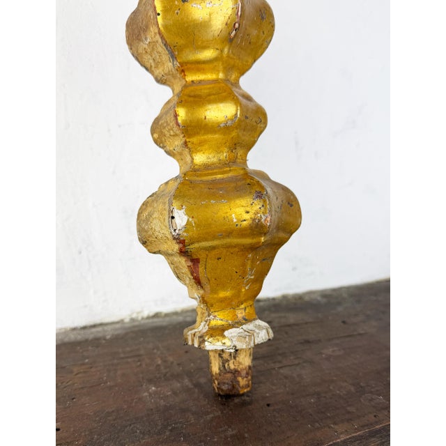 Gold Architecture Salvage Wood Altar Candlestick For Sale - Image 8 of 18