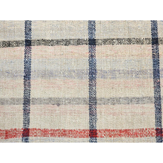 Vintage American Rag Runner, Handwoven Wool & Cotton, Indigo Stripe Pattern, 2x11 For Sale - Image 4 of 10