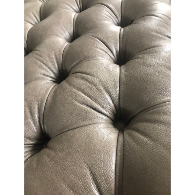 Arhaus Leather Tufted Ottoman Chairish